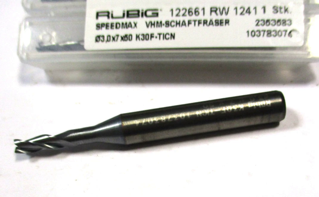 RÜBIG VHM Schaftfräser lang Ø3 x7x50 K30F-TiCN Z3 122661 RW 1241 Neu TD6045