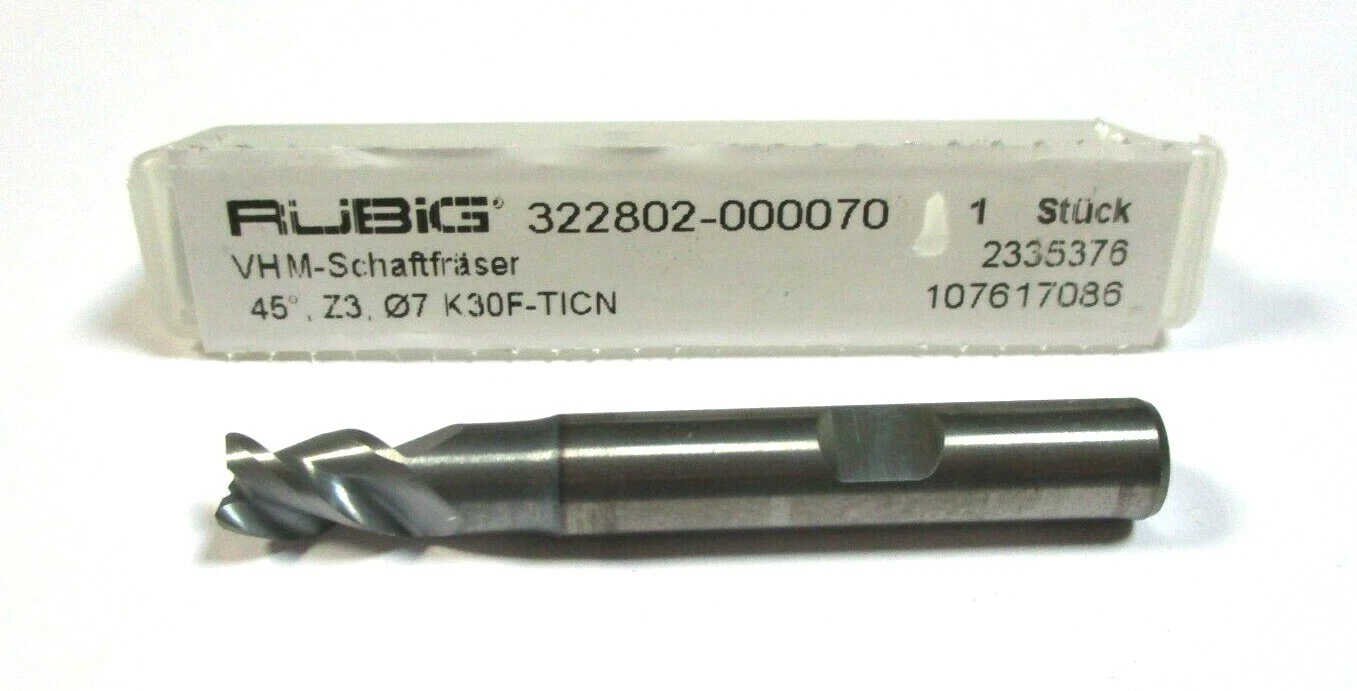 RÜBIG VHM Schaftfräser Ø7 x10x59 45° Z=3 K30F-TICN 322802-000070 Neu H39700