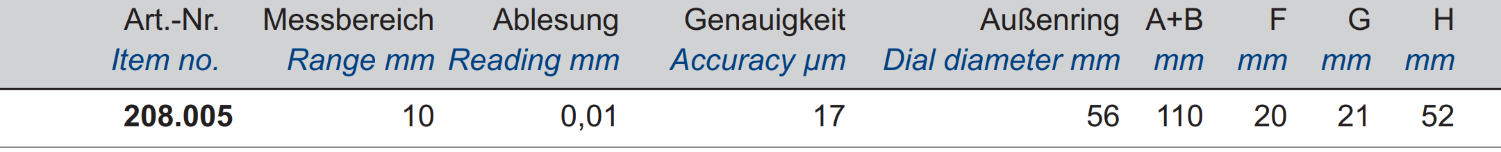 Messuhr - 10 mm
