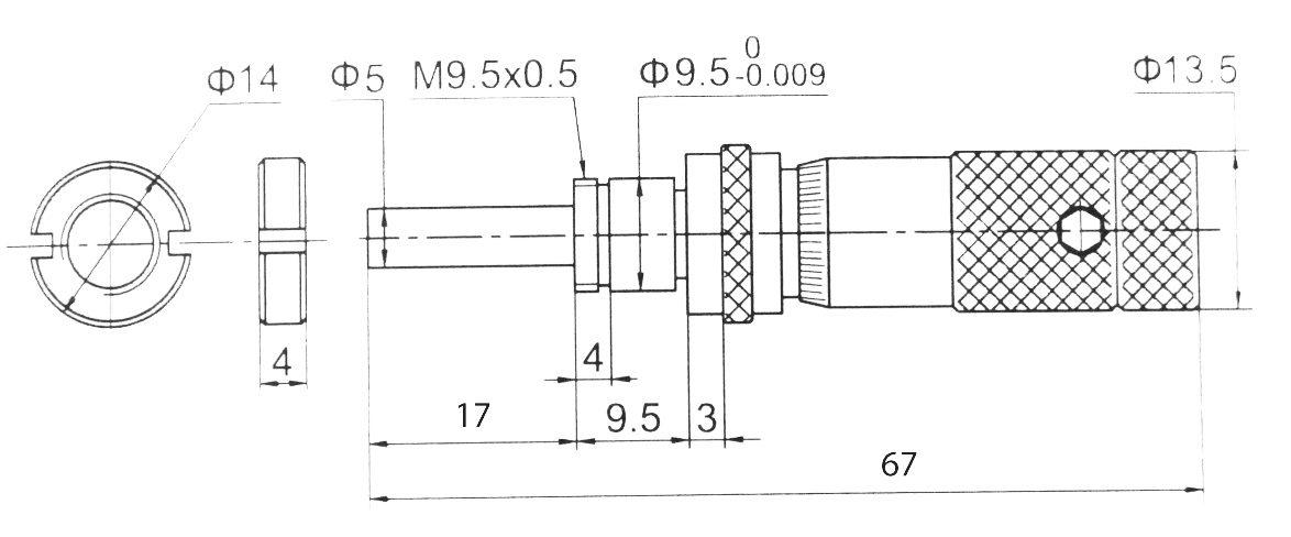 Klein-Einbau-Messchraube - 13 mm - mit Befestigungsmutter