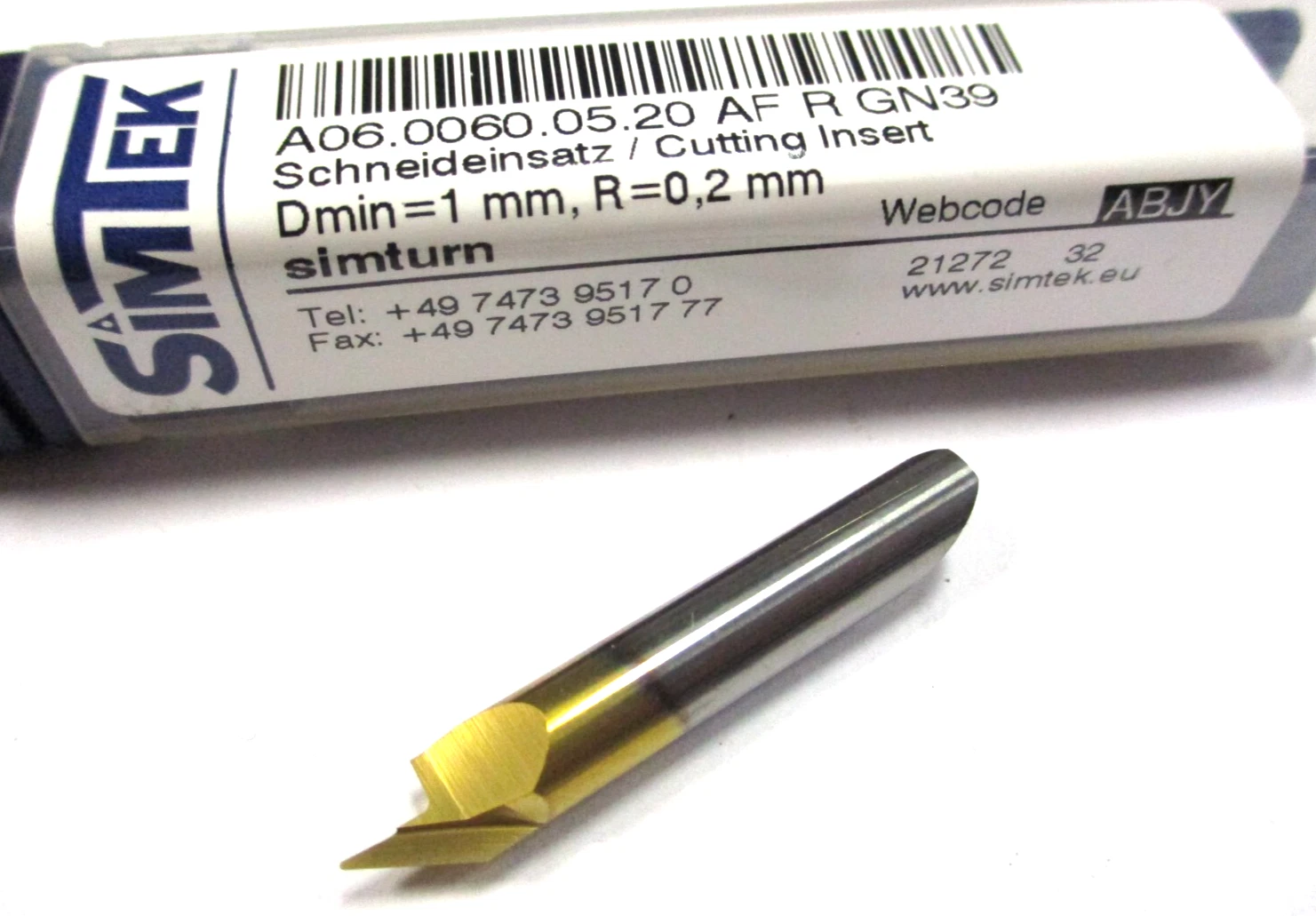 SIMTEK VHM Mini Bohrstange A06.0060.05.20 AF R GN39 Dmin=1mmSchneideinsatz D5358