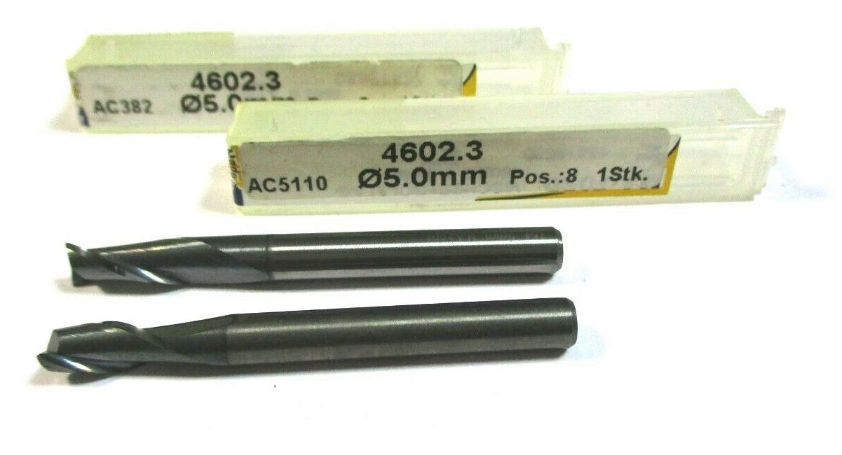 2x M.A.Ford VHM Schaftfräser Bohrnutenfräser Ø5 SchaftØ3 4602.3 Neu H37288