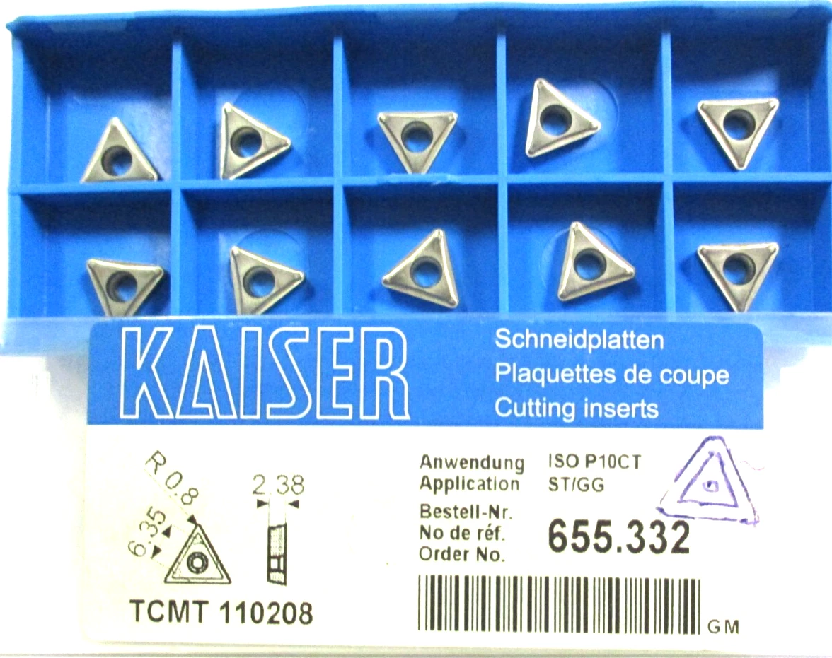 10 KAISER Wendeplatten z Bohren/Drehen TCMT 110208 655.332 ISO P10CT ST/GG D5438