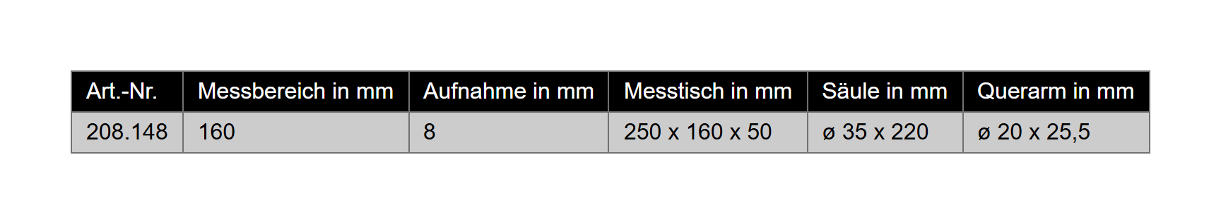 Messtisch mit Feineinstellung