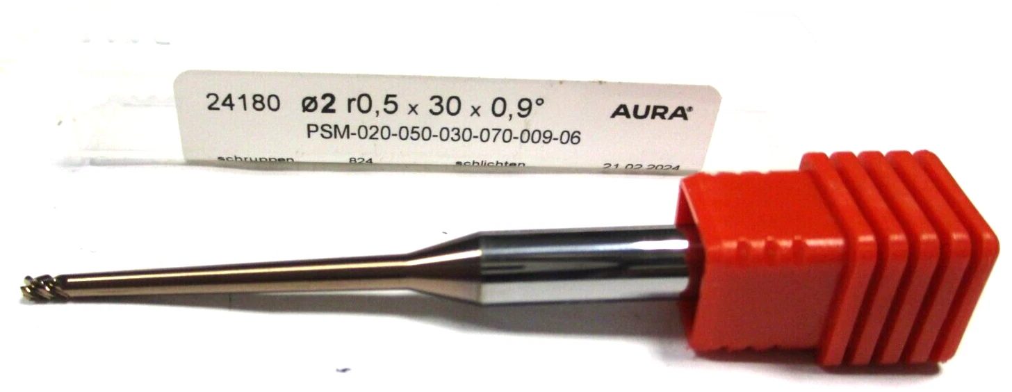 AURA VHM Torusfräser lang Ø2 xR0,5x30x0,9° PSM 020-050-030-070-009-06 Z4 D3983