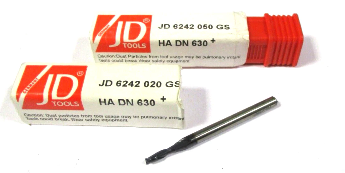 2x JD VHM Schaftfräser Ø2 Z2 SchaftØ3 + Ø5 Z2 SchaftØ6 Neu H54021