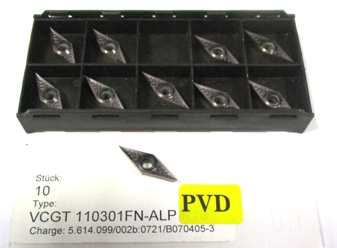 10 EHRLICH Tools Wendeplatten zum Drehen VCGT 110301 FN-ALP für ALU - PVD L54360