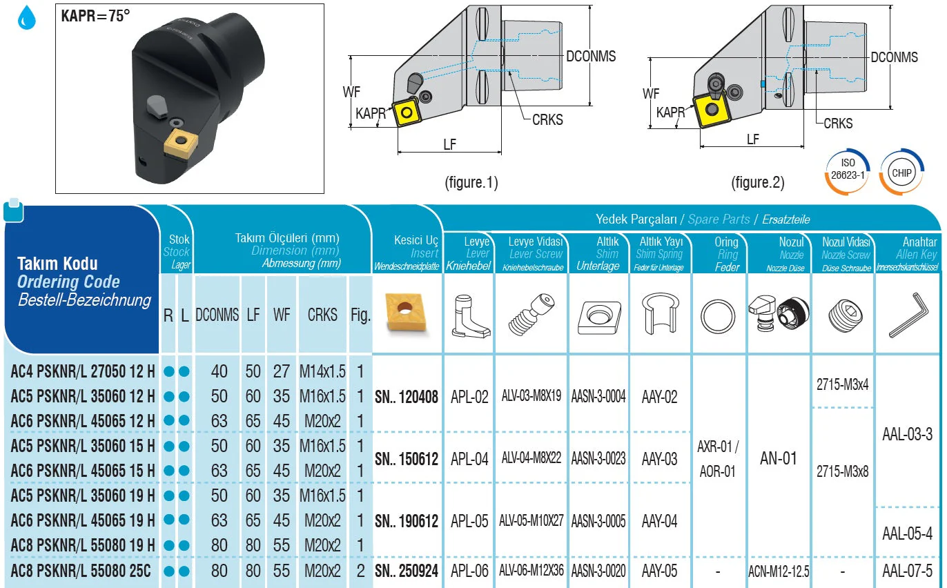 AC4 PSKNL/R 27050 12 H AKKO Monoblock-Drehhalter mit Polygonschaft, Schneidkopf kompatibel mit Capto 4