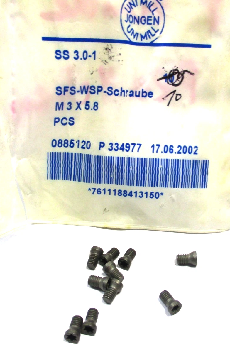 10x JONGEN WSP Schraube SS 3,0-1 M3x5,8 SFS mit I-Torx Neu D5681