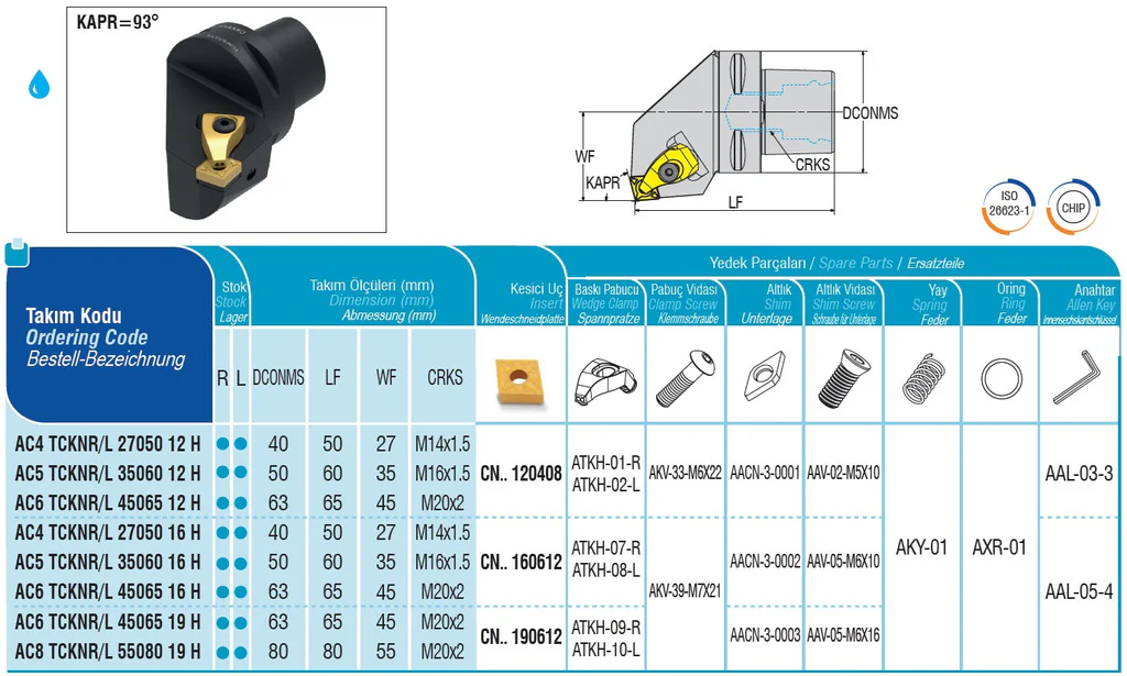 AC4 TCKNL/R 27050 12 H Monoblock-Drehhalter mit Polygonschaft