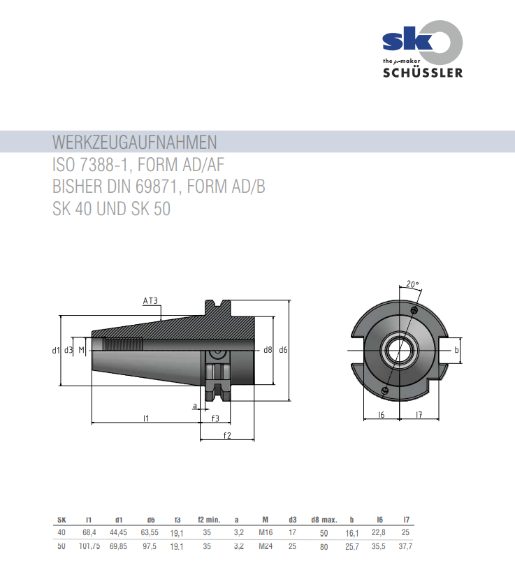 SK40 - Schrumpffutter 3° - DIN 69871 AD/B