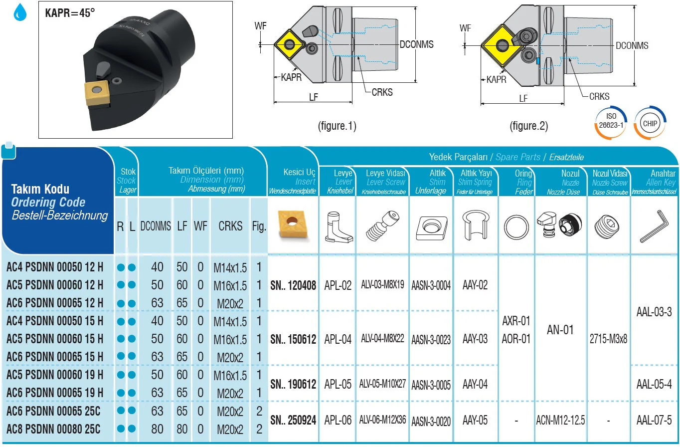 AC4 PSDNN 00050 12 H AKKO Monoblock-Drehhalter neutral mit Polygonschaft, Schneidkopf kompatibel mit Capto 4