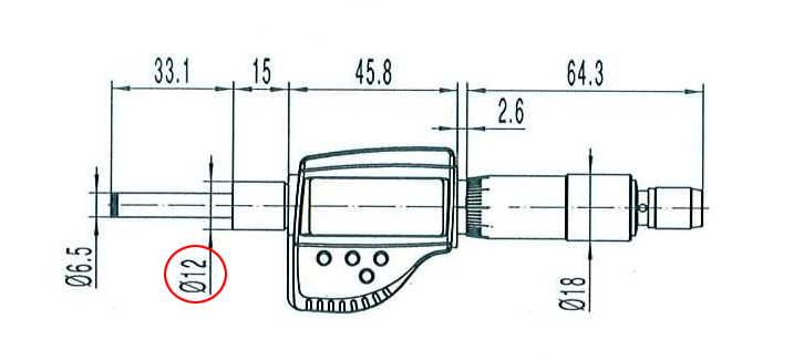 Digital-Einbau-Messschraube DIN 863 - 25 mm