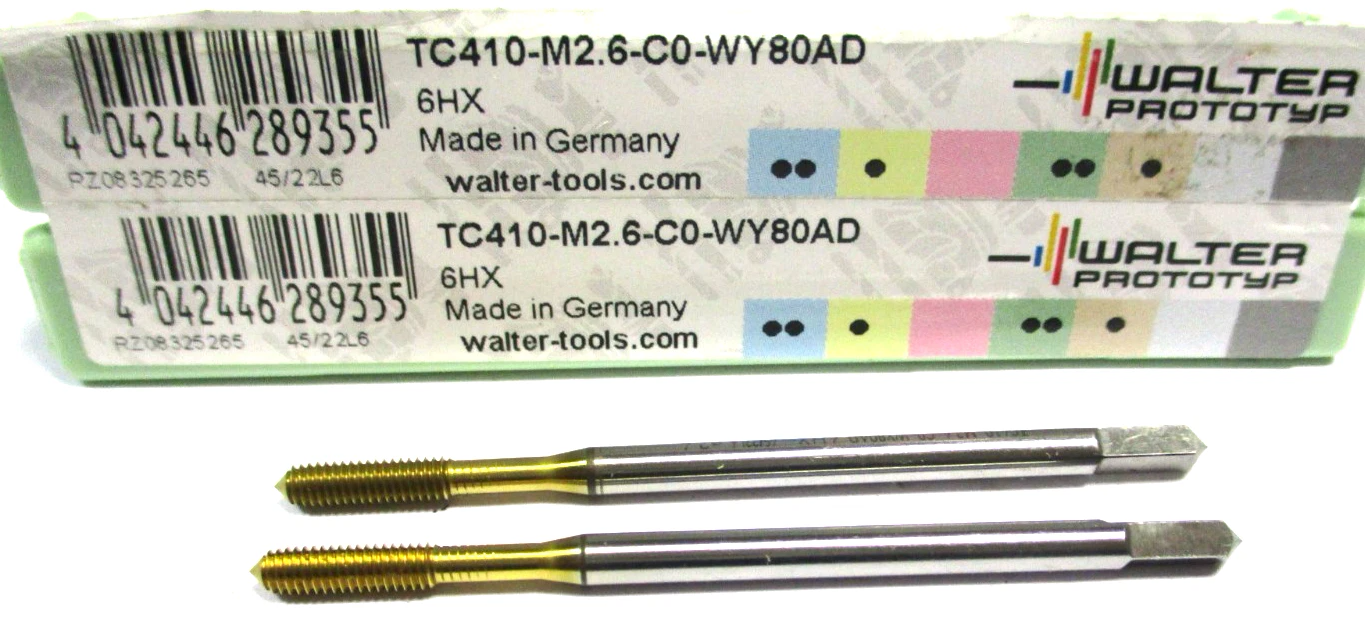 2x WALTER Gewindeformer HSS-E M2,6 6HX TC410-M2,6-C0-WY80AD Neu D5792