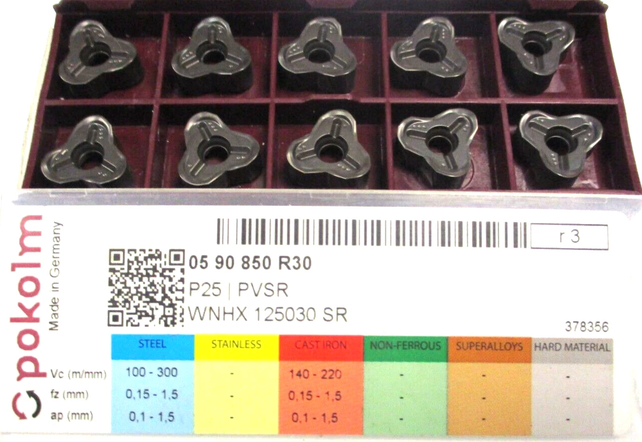 10 POKOLM Wendeplatten zum Fräsen WNHX 125030 SR P25 PVSR r3 Neu D3491