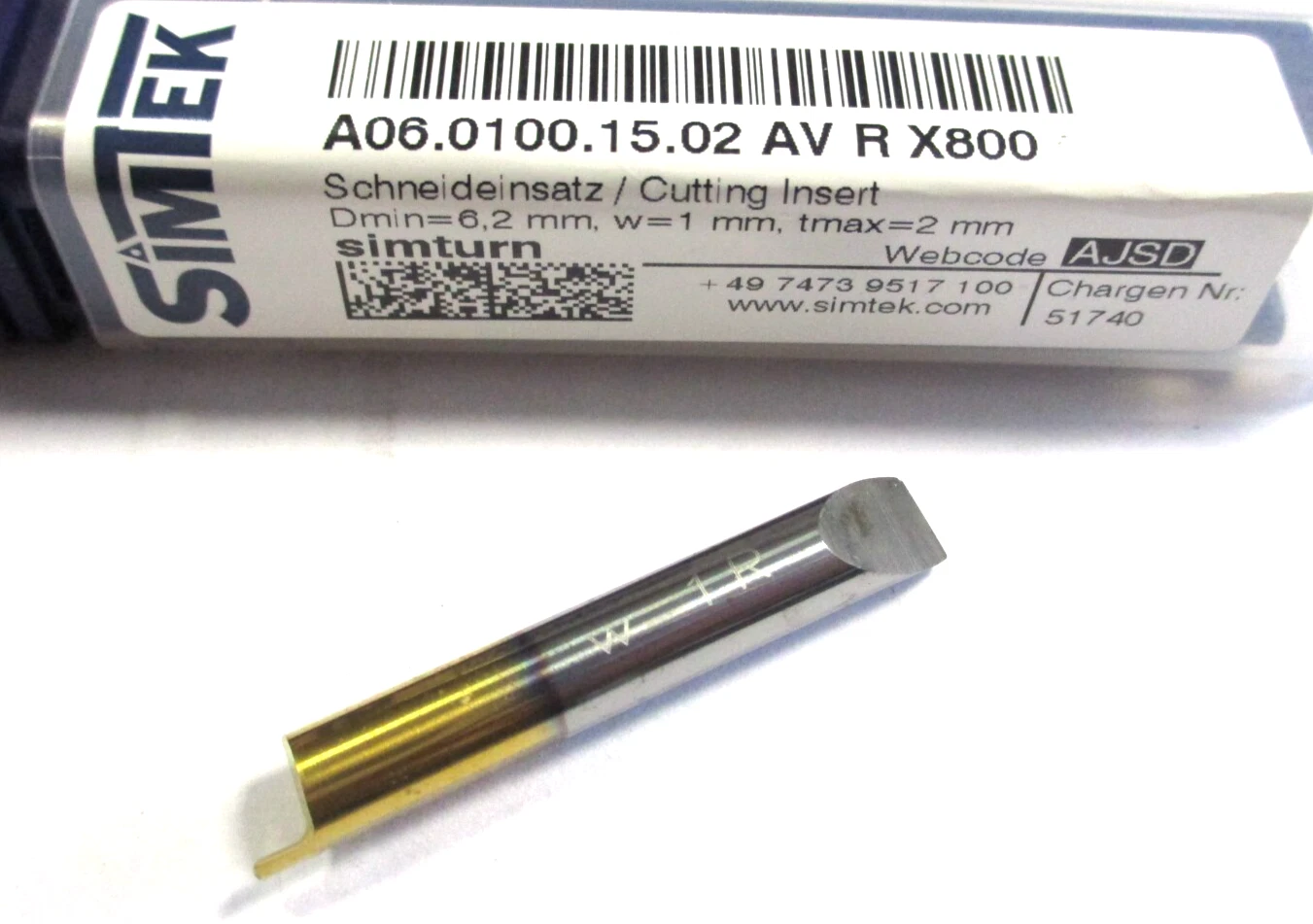 SIMTEK VHM Mini Bohrstange A06.0100.15.02 AV R X800 Dmin=6,2 Schneideins. D5364