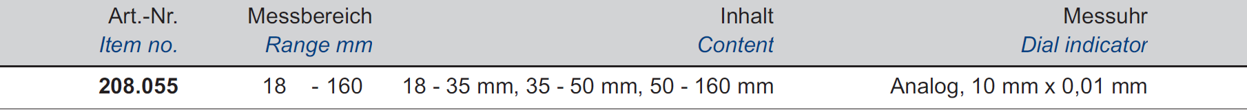 Präzisions-Innen-Feinmessgeräte-Satz mit Messuhr - 18 - 160 mm