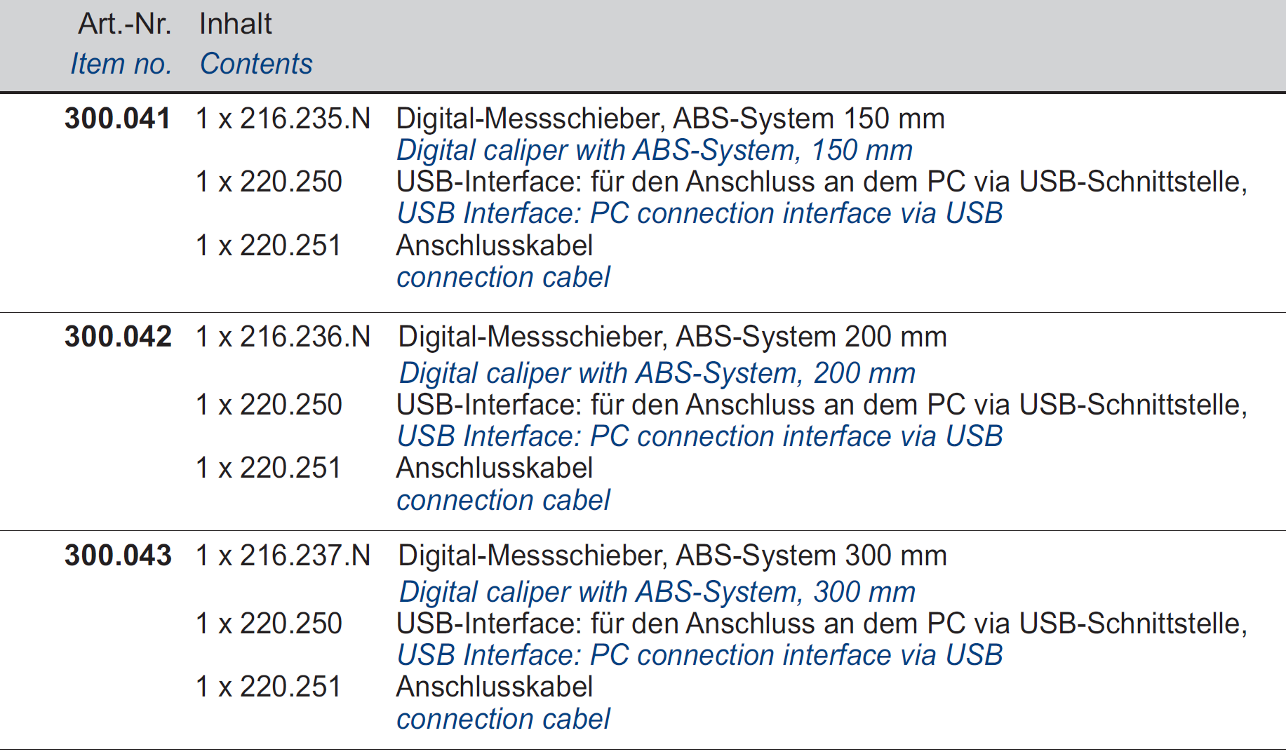 Digital-Messschieber + USB-Interface