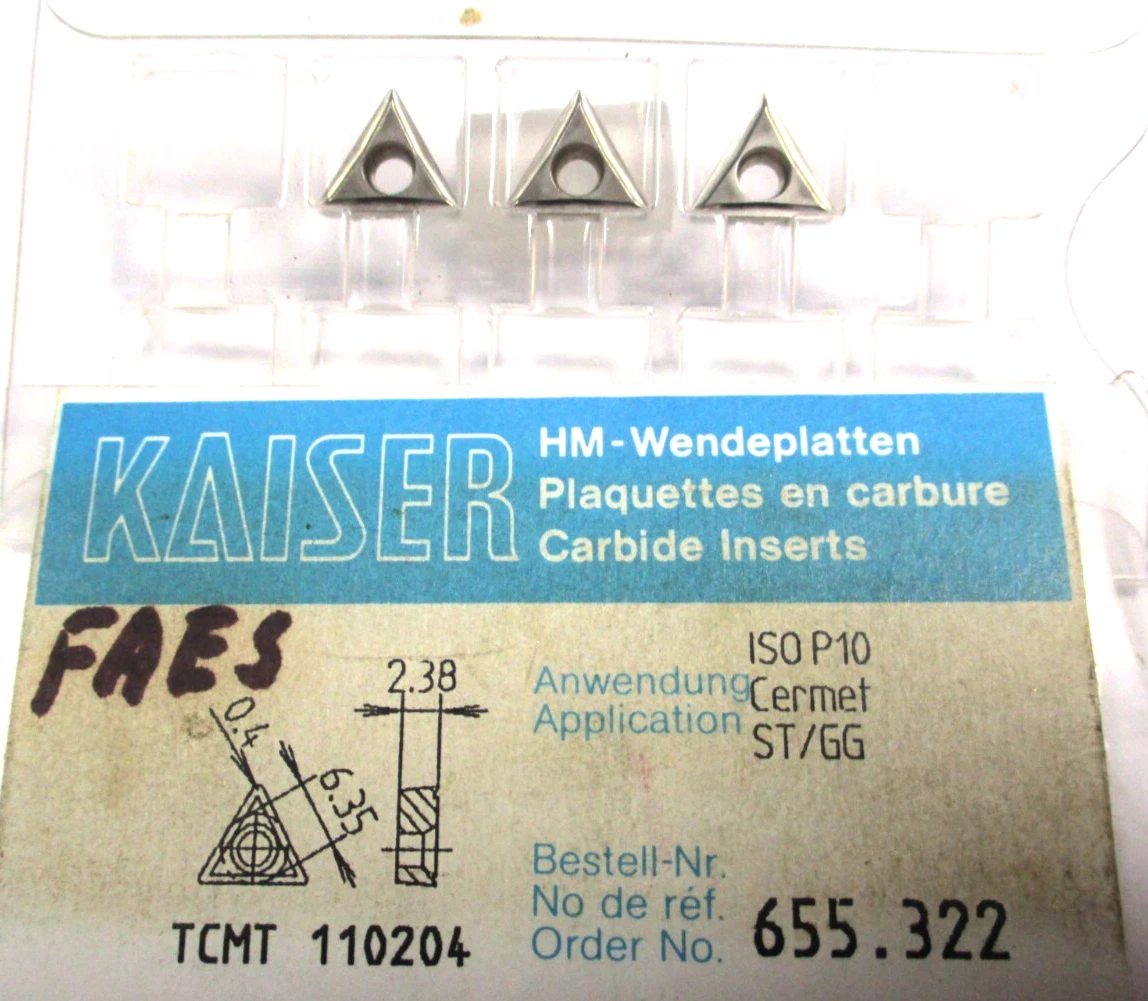 3 KAISER Wendeplatten z. Bohren/Drehen TCMT 110204 655.322 ISO P10CT ST/GG D5447