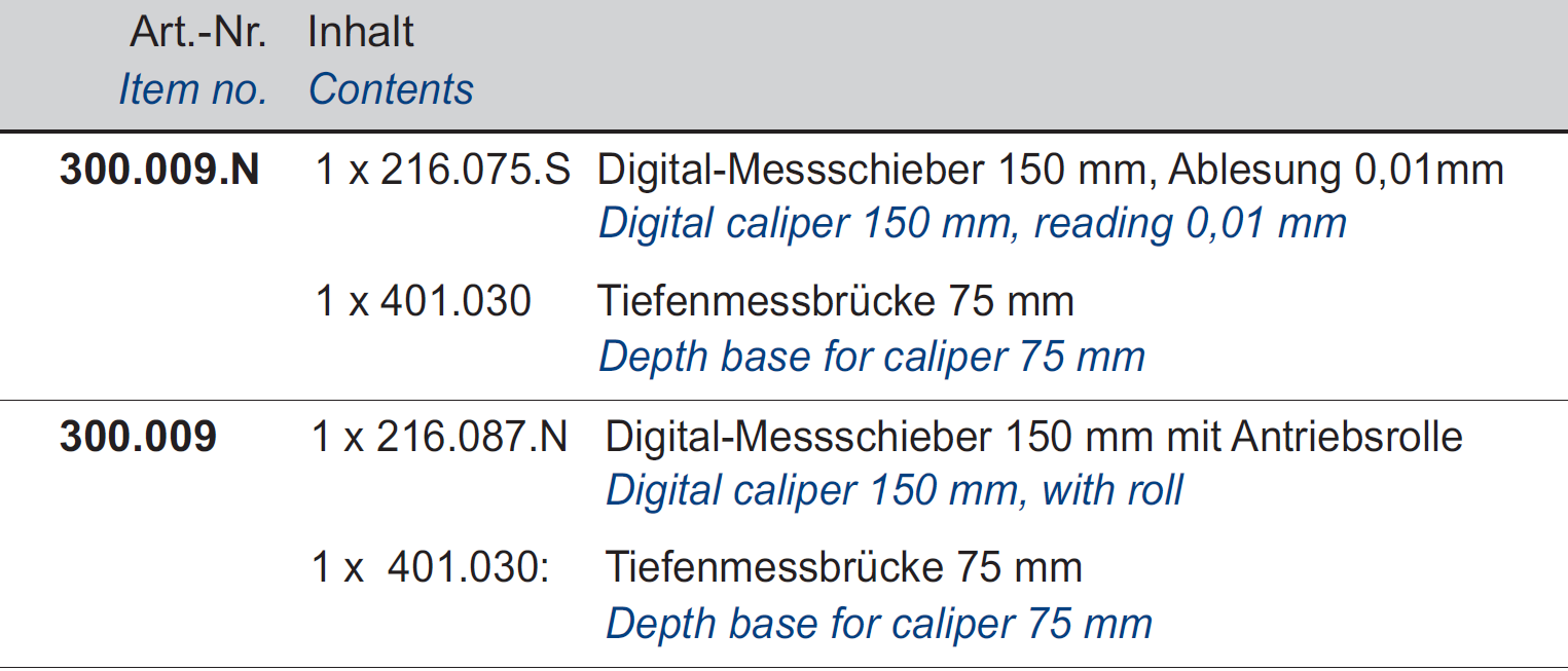 Digital-Messschieber + Tiefenmessanschlag