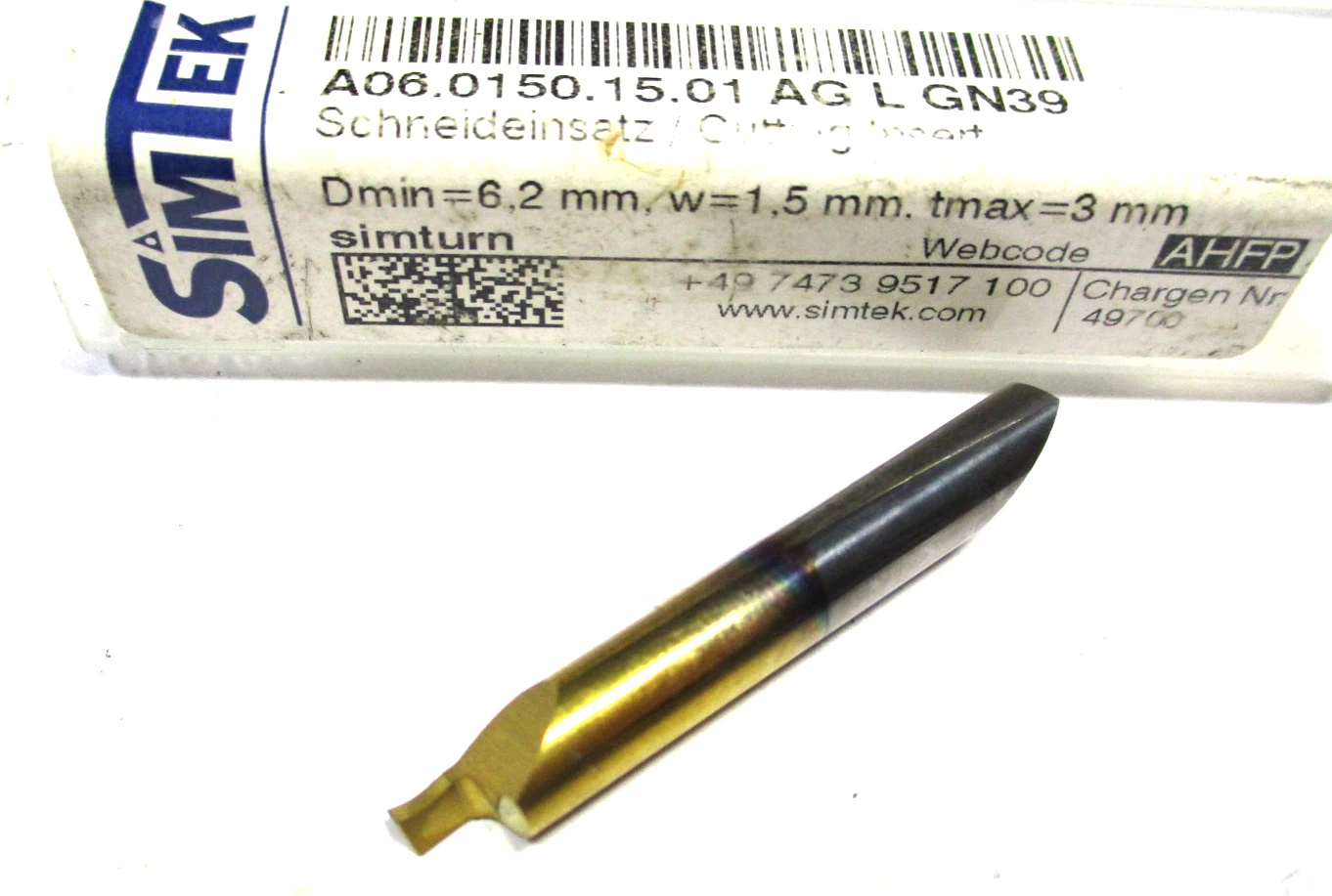 SIMTEK VHM Mini Bohrstange A06.0150.15.01 AG L GN39 .. Schneideinsatz Neu D5967