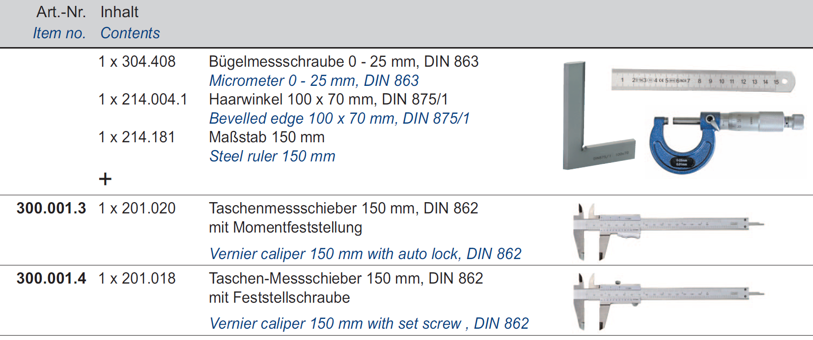 Messzeug-Satz - 4-teilig