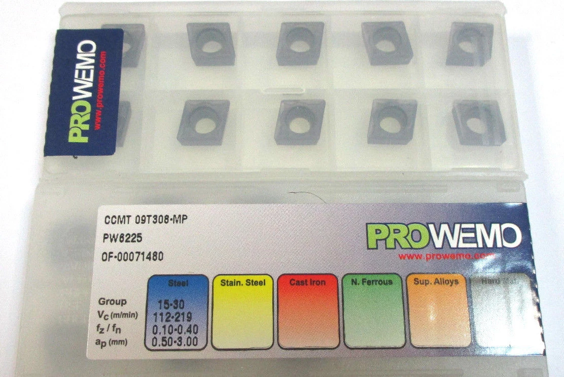 10 PROWEMO Wendeplatten zum Drehen CCMT 09T308 MP PW6225 P15-30 Neu L20586