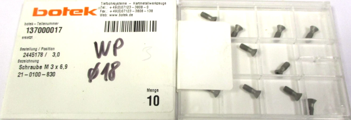 10x BOTEK Schraube M3 x6,9 2445178 Neu H58560