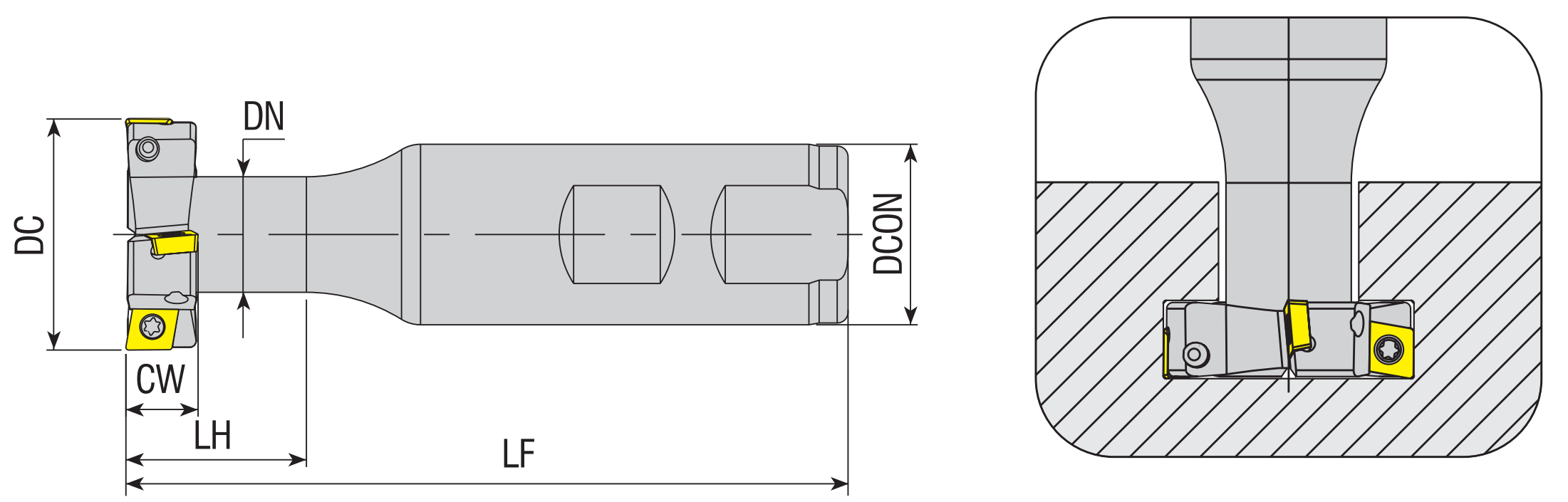 Wendeplatten - T-Nutenfräser 90° für CCMT