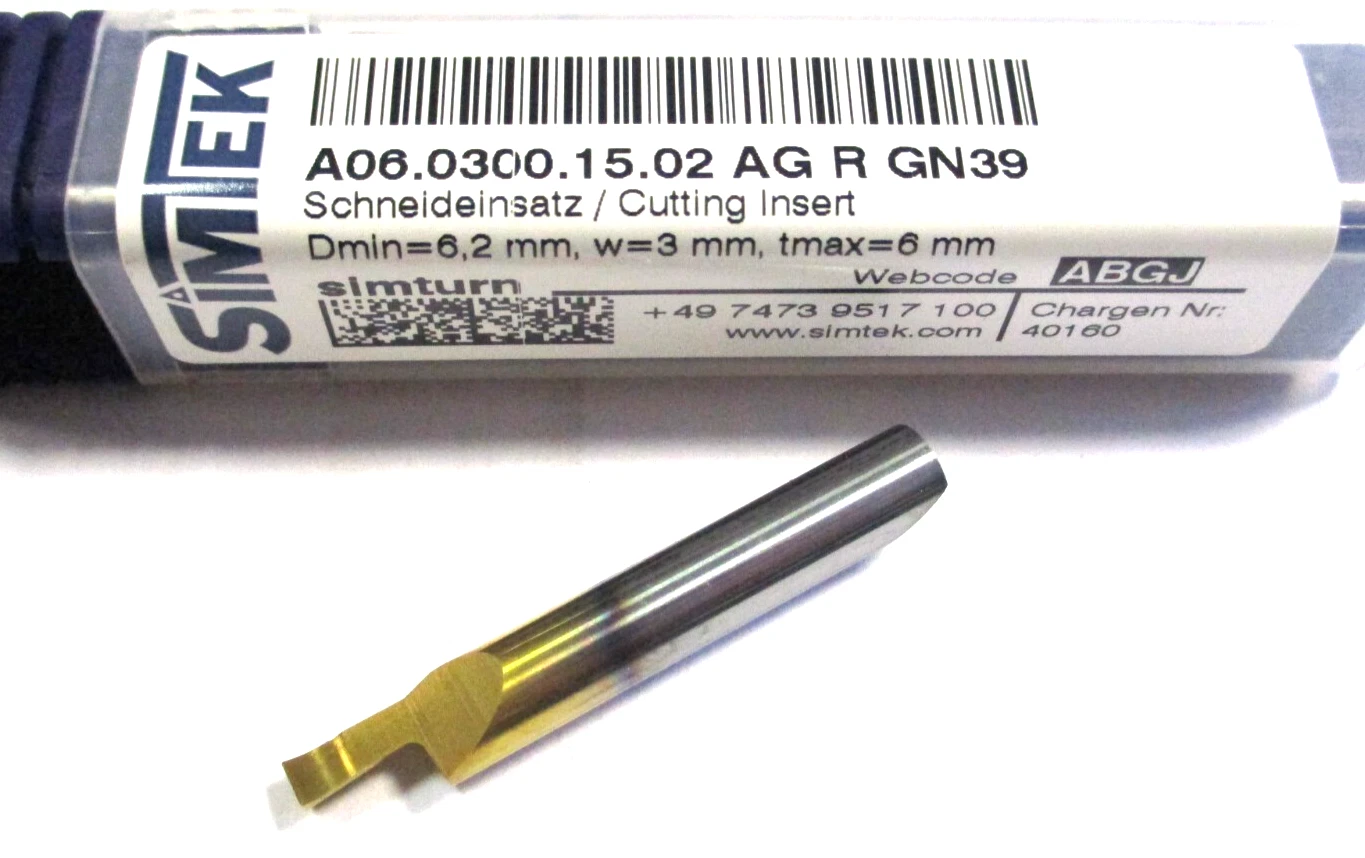 SIMTEK VHM Mini Bohrstange A06.0300.15.02 AG R GN39 Dmin=6,2 Schneideins. D5366
