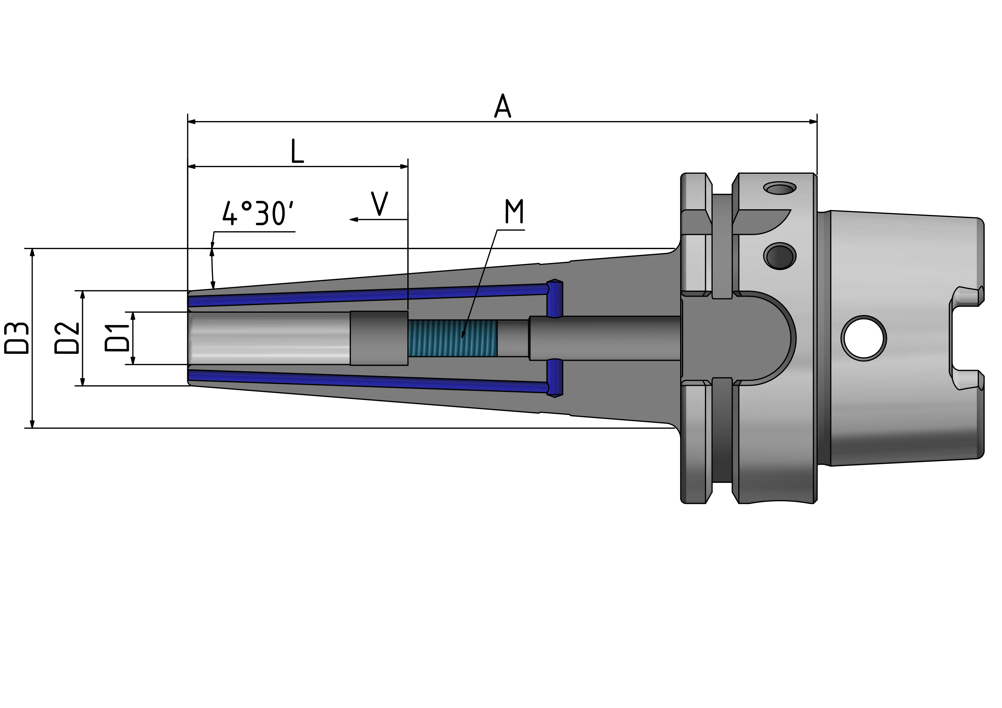 HSK63 - Schrumpffutter 4,5° - Schlank "Cool Tool"