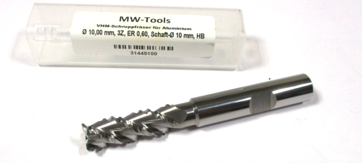 MW-TOOLS VHM Schaftfräser Schrupp für ALU Ø10 x30/36x79 HB Z=3 ER0,60 Neu H62513