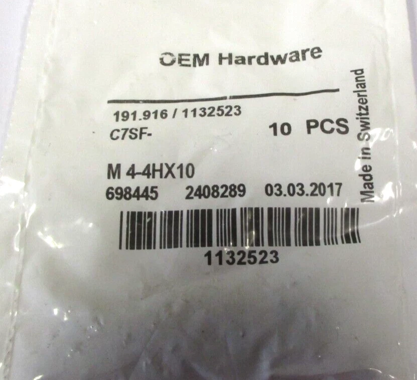 10 Stück Schraube OEM Hardware M4 -4HX10 Neu H53872