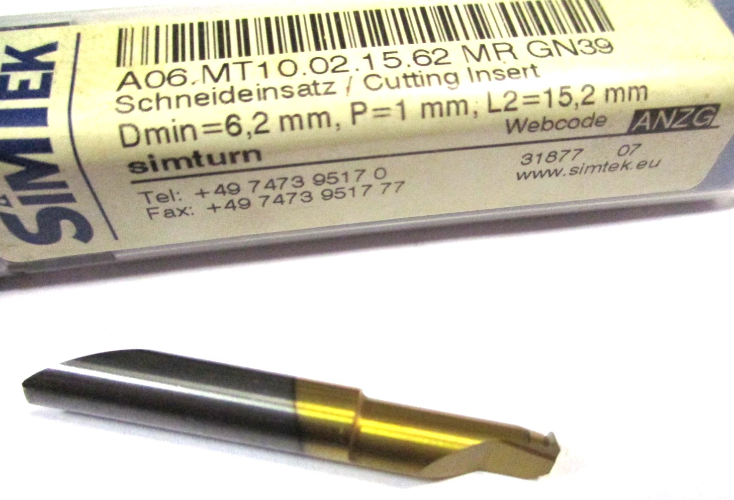 SIMTEK VHM Mini Bohrstange A06.MT10.02.15.62 MR GN39 Schneideinsatz Neu D6179
