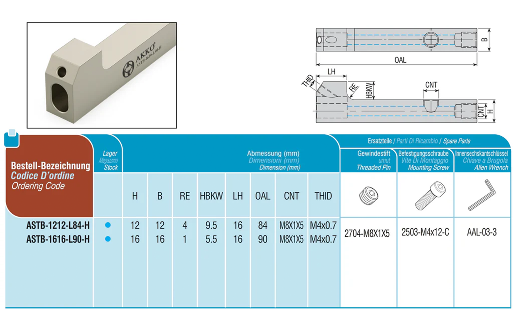 AKKO Grundhalter für modulares Langdrehautomaten-Werkzeug
