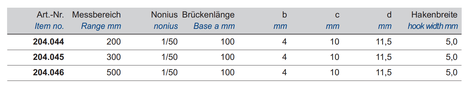 Tiefen-Messschieber - Mit Haken