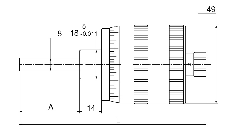 Einbau-Messschraube DIN 863 - Großtrommel - Ablesung 0,002 mm