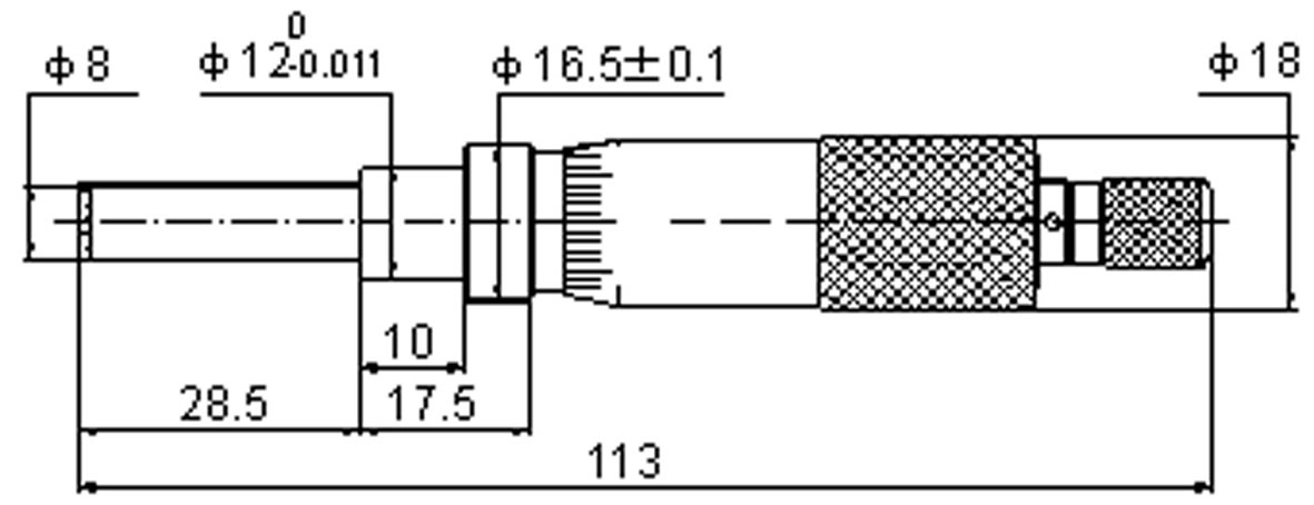 Einbau-Messschraube DIN 863 - 25 mm - Spindel nicht drehend