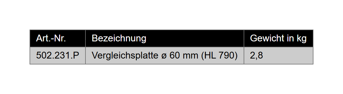 Vergleichsplatte für Leeb-Härteprüfer 790 HL