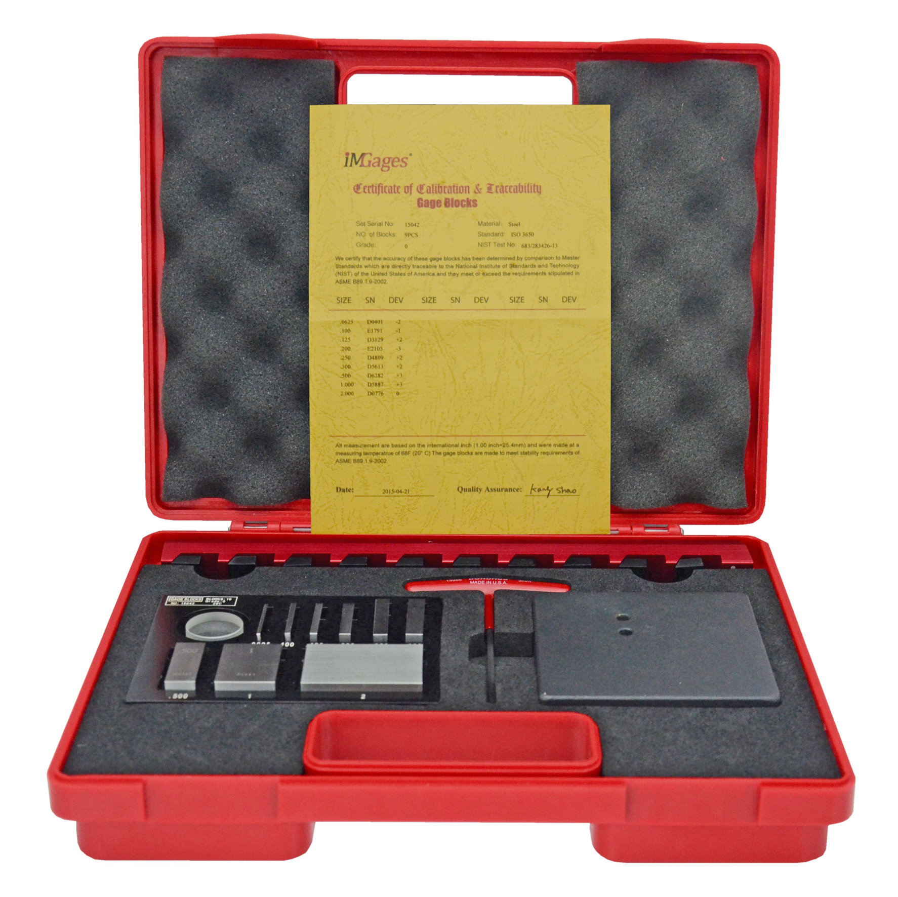 Endmaß-Prüfsatz für Mikrometer mit Halter