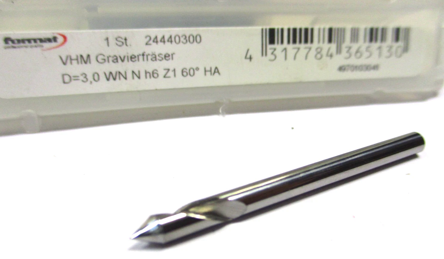 FORMAT VHM Gravier - Fräser Ø3 WN N h6 Z1 60° HA SchaftØ3 HA Neu D7089