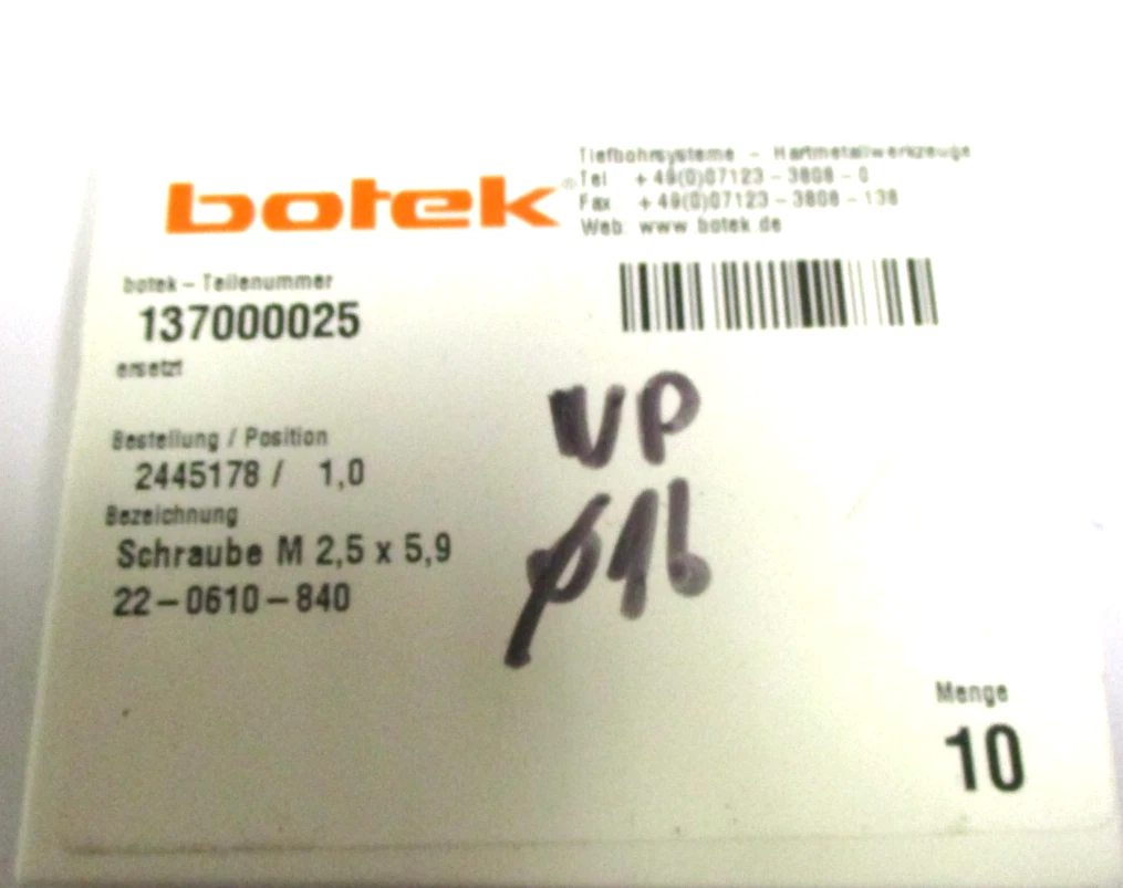 10x BOTEK Schraube M5 x12,5 2445178 Neu H58564