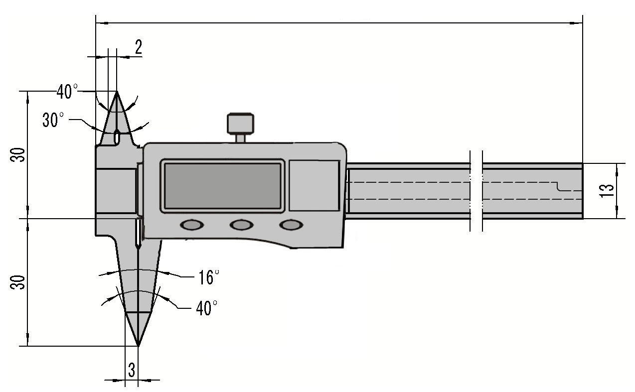 Digital-Messschieber - Mit schmalem Schnabel und schmalen Spitzen