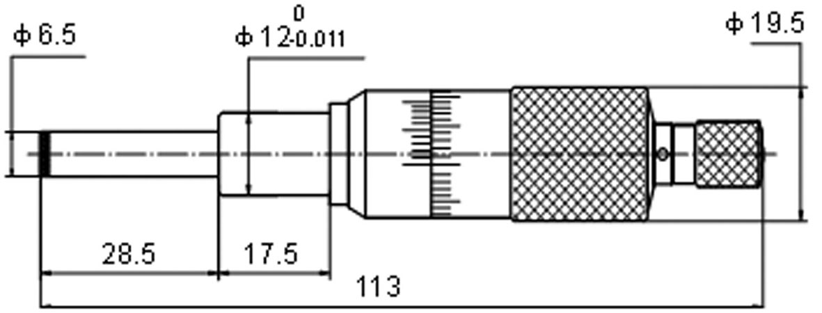 Einbau-Messschraube - 25 mm - Ablesung 0,001 mm