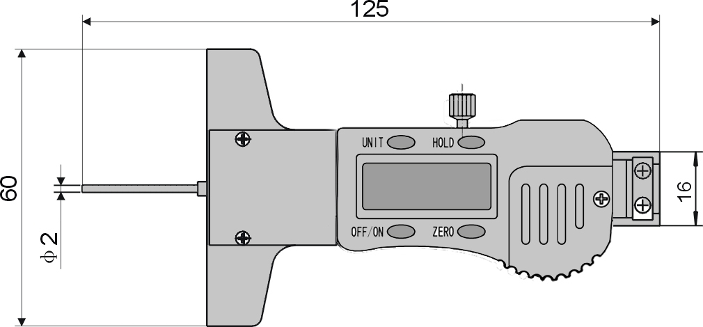 Digital-Tiefen-Messschieber - Mit Stiftspitze Ø 2 mm - Messbereich 30 mm