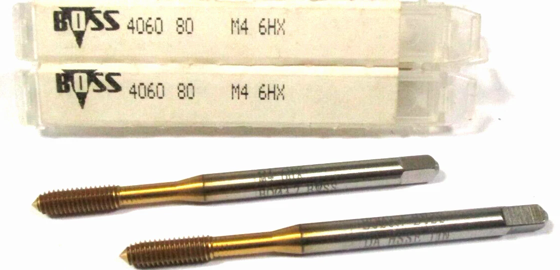 2x BOSS Gewindeformer HSSE TiN M4 6HX 4060 80 Neu H58405