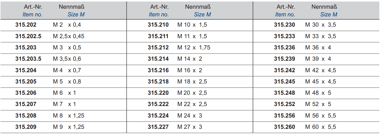 Gewindelehrring Ausschuss 6g - Metrisch Regelgewinde M2 - M60