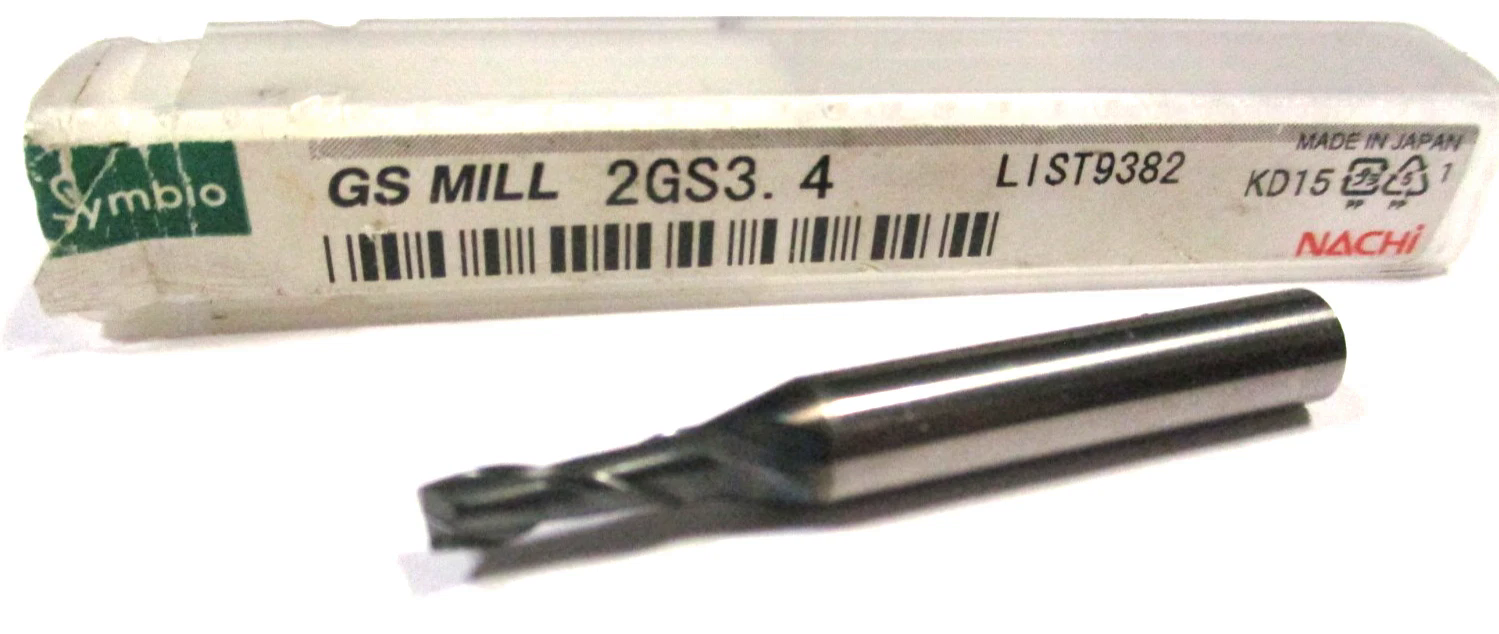 NACHI VHM Schaftfräser Ø3,4/6 x11x45 Z2 GS Mill 2GS3.4 SchaftØ6 Neu D6229