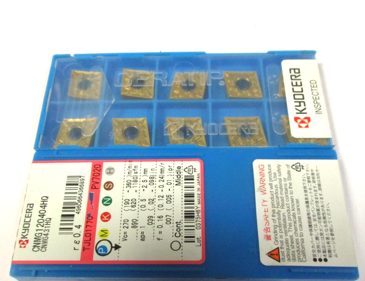 10 KYOCERA Wendeplatten zum Drehen CNMG 120404 HQ PV7020 Neu H59489