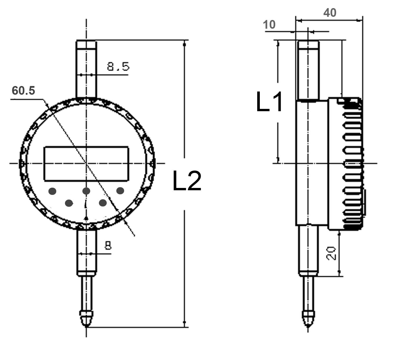 Digital-Messuhr - Absolut-System - Anzeige drehbar - Ablesung: 0,001 mm ...